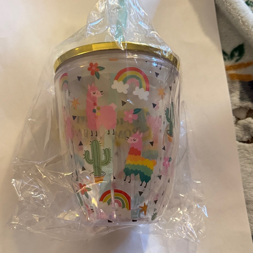 Rainbow Llama Kids Tumbler with Straw